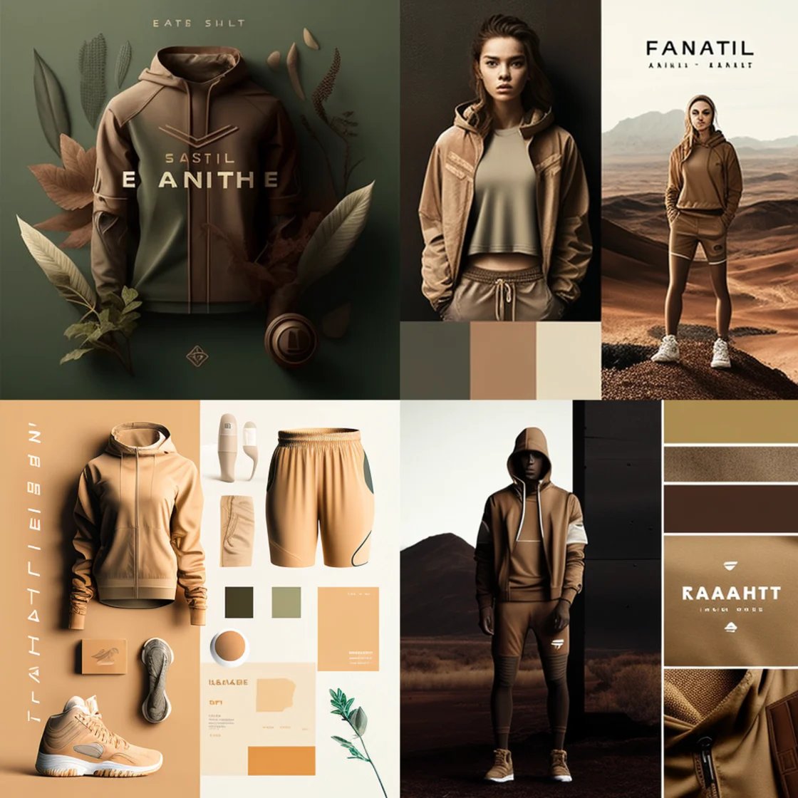 an Athletic Clothing brand using earth tone colors and is minimalistic