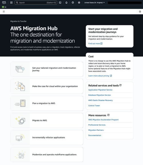 AWS Migration Hub Console
