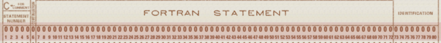 Top of a Fortran punch card.