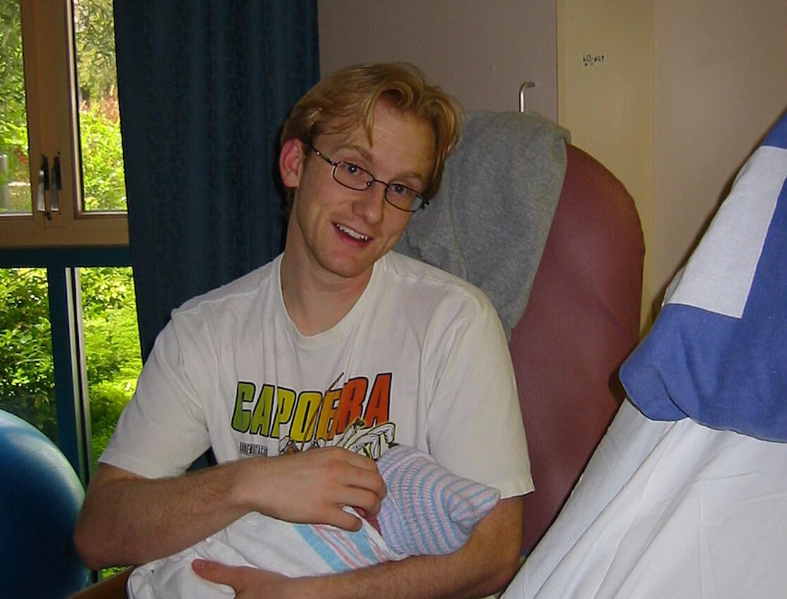 me with my baby daughter in 2002