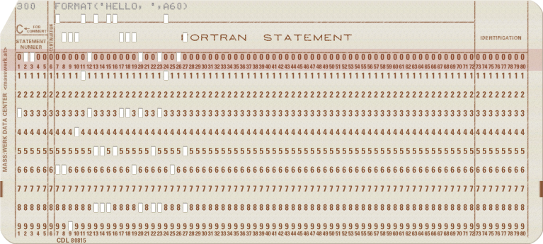 Image of a Fortran punch card