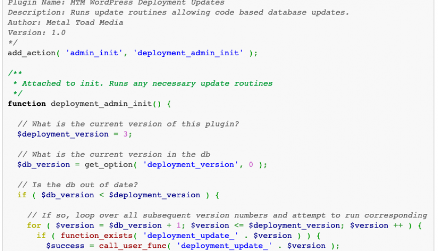 WordPress Deployments: Example of Database Changes in Code